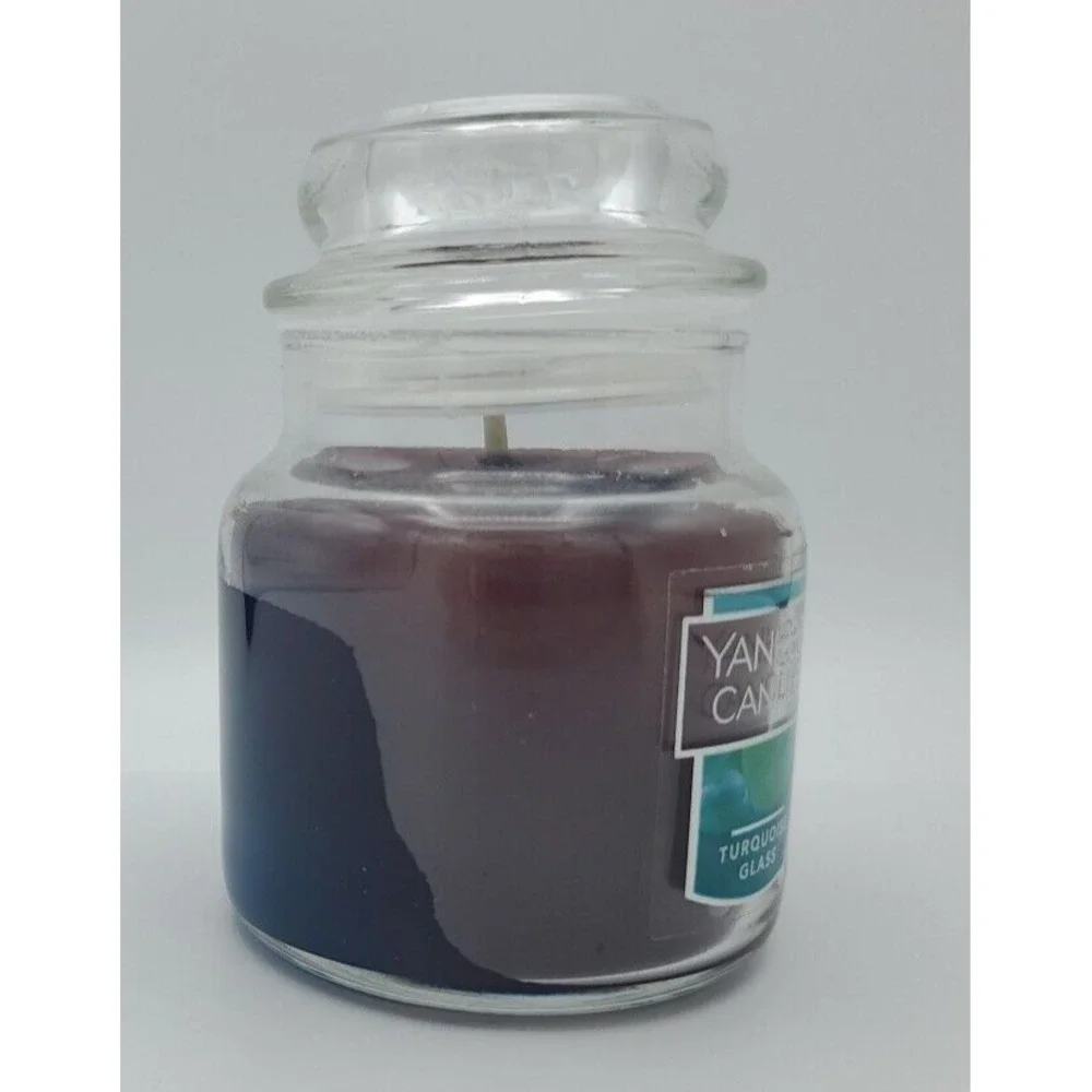 Turquoise Glass Yankee Candle Housewarmer Jar Lid 3.7oz Small Purple Fresh Sweet